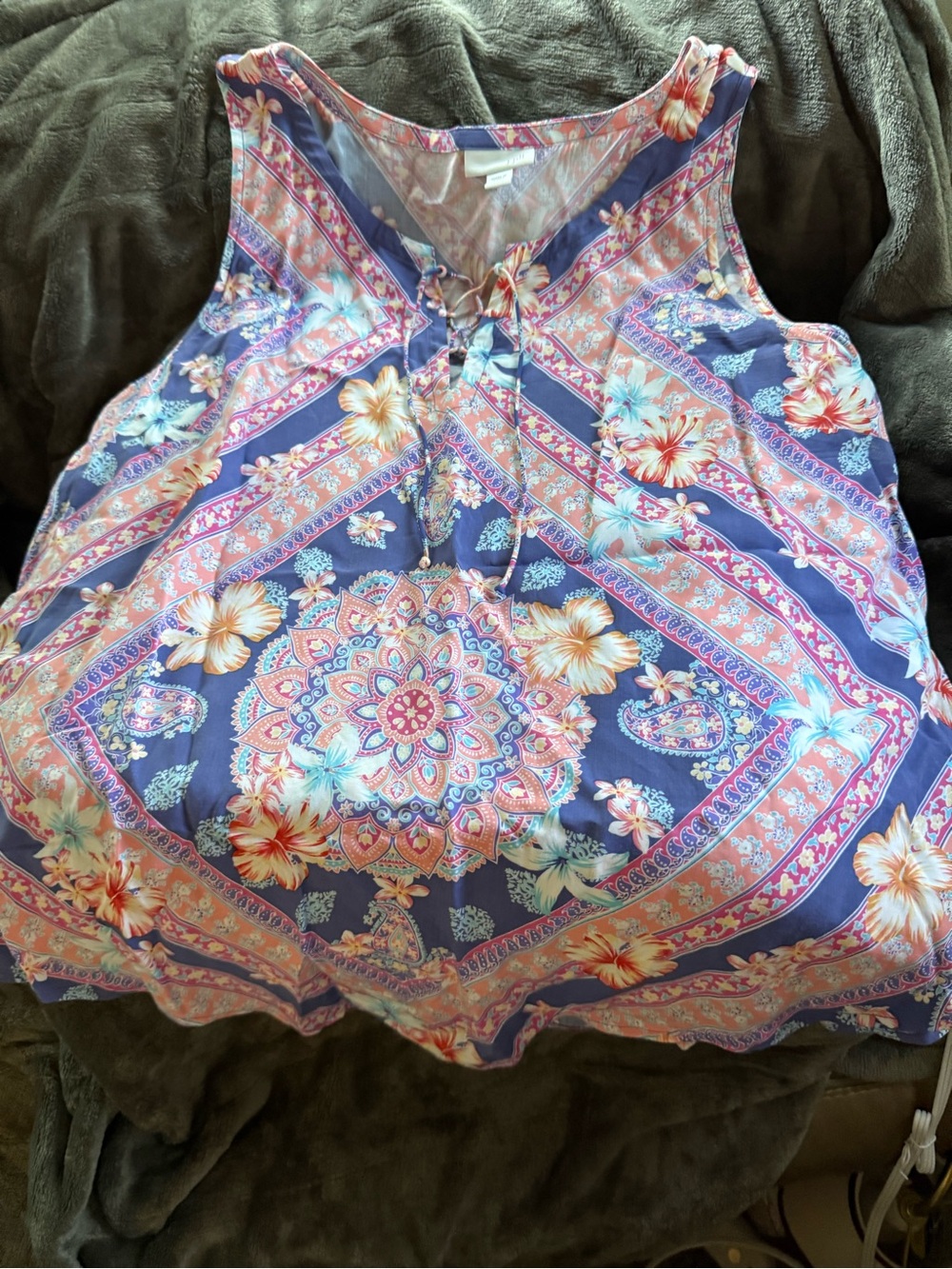 J. Jill Navy Floral Boho Medallion Sleeveless Camisole